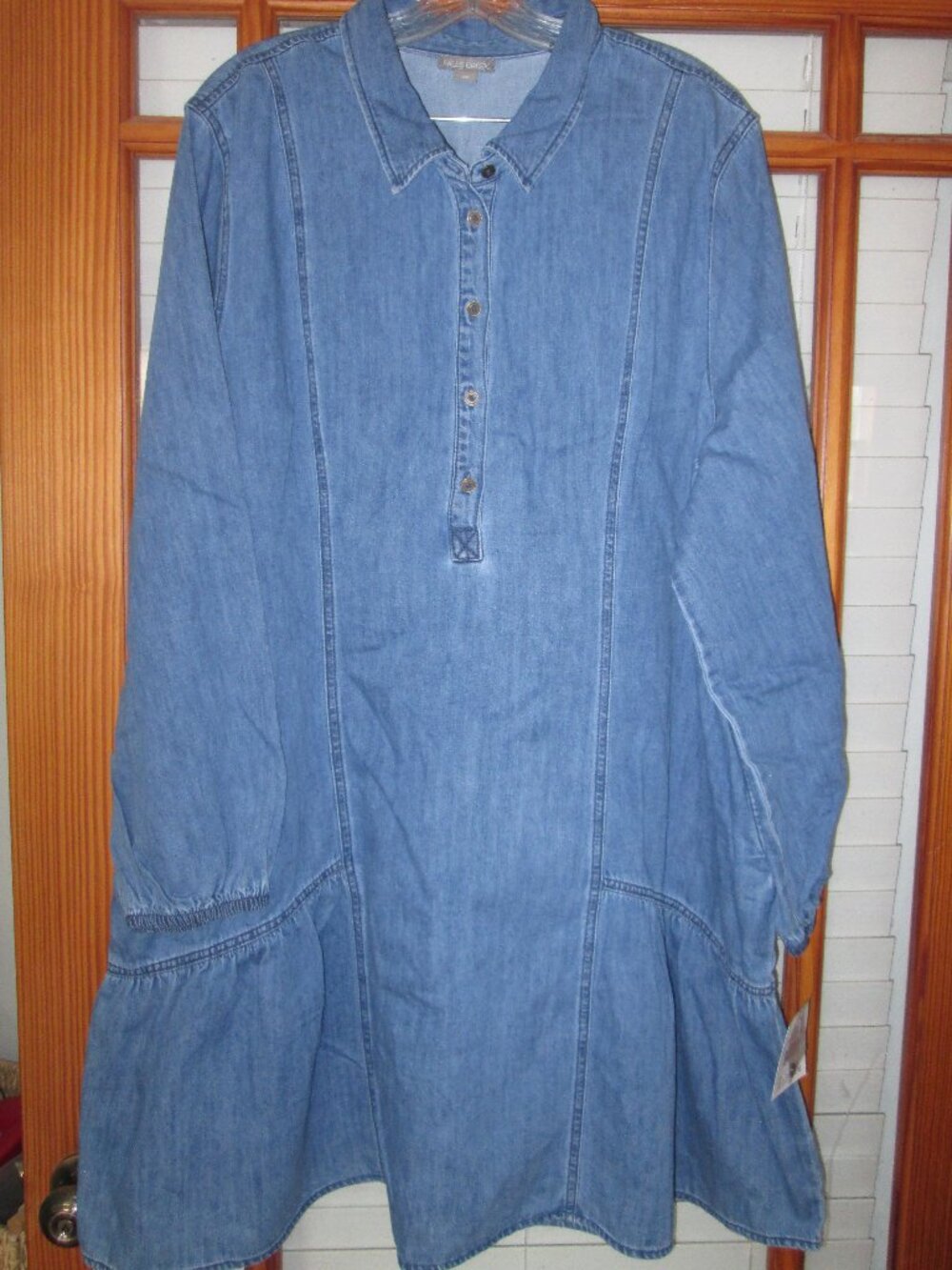 Falls Creek Popover Shirt Dress 3/4 Sleeve Women's 3X NEW Denim